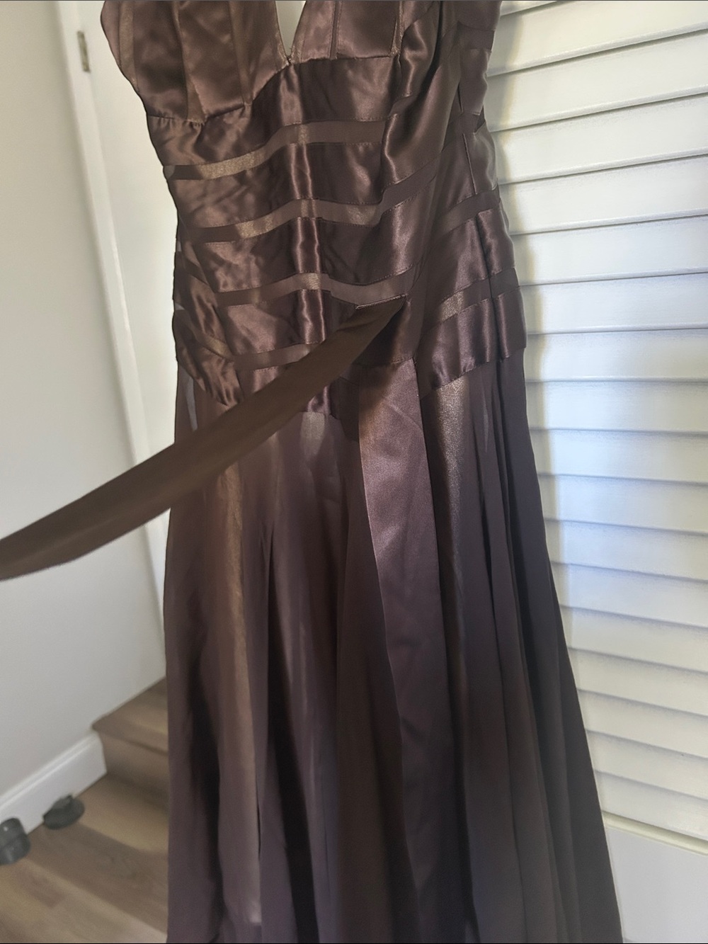 Cache One-Shoulder Brown Evening Gown - Picture 5 of 10
